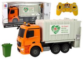 Šiukšliavežis Mercedes-Benz Anto su nuotolinio valdymo pultu, oranžinis