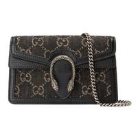 Gucci Dionysus GG Džinsinis Super Mini Grandinėlės Kryžmai Nešiojama Rankinė Juoda Unisex Kasdieniam Naudojimui Gift Set(Basic Set+Box+Shopping Bag)