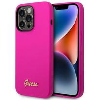 GUESS GUHCP14XSLSMF iPhone 14 Pro Max 6.7" Fuchsia Hard Case with Vintage Gold Logo