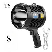 Įkraunamas prožektorius LED prožektoriai rankinis žibintuvėlis itin ryškus lauko saulės prožektorius paieškos žibintas S T6+2*18650cm+usb juoda