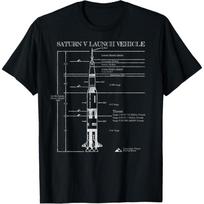 Saturn V Apollo Mėnulio Nusileidimo Raketos Metinių Marškinėliai Dovana Marškinėliai L juoda