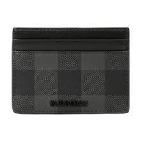 Burberry Classic Check raštuotas odinis kortelių dėklas vyrams, anglies spalvos Basic+Dust Bag medžio anglis