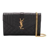 Saint Laurent Ysl monograma Auksinis logotipas Grūdėta dygsniuota odinė grandinėlė Crossbody krepšys Moteriški krepšiai Juoda 620280BOW911000 Basic Set (Bag+Dust Bag)