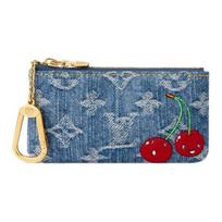 LOUIS VUITTON x Takashi Murakami Collaboration Cherry Series Monogram Denim Key Bag and Coin Purse Small Female Blue One Size-Gift Box Set (Basic Set + Original Box) mėlyna