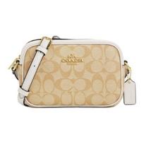 Coach Signature Canvas Color Trim Mini Camera Bag Crossbody CQ874-IMDQC Gift Box Set (Basic Set+Yellow Box)