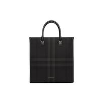 Burberry Black Check Canvas Tote Bag With Leather Handles & Logo For Daily Use Shopping Bag Set(Basic Set+Shopping Bag)