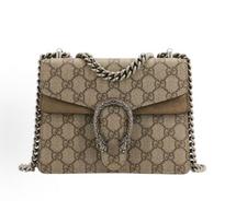 Gucci Dionysus Tigro Galvos Sagtis Senas Gėlių Logotipas Grandinėlės Peties Dirželis Drobės Ir Zomšos Crossbody Messenger Bag Moteriška Gift Set(Basic Set+Box+Shopping Bag) smėlis/juodmedis