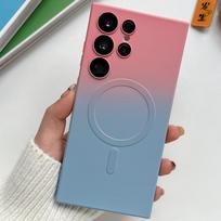 Samsung Magnetinis Siurbimo Mobiliojo Telefono Dėklas: Suderinamas su S24, S23, ZFlip5, S22Pro, S21Ultra - Dviejų spalvų gradientas ir skystas dizainas Samsung S23