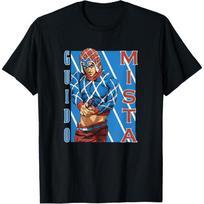 JoJo Part 5 Golden Wind Guido Mista Six Bullets Pose Anime T-Shirt S juoda