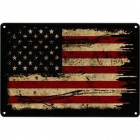 Vintažinis Amerikos vėliavos metalinis skardinis ženklas Patriotiškas sienų dekoras Garažas Vyro urvas Retro 20x30 įvairiaspalvis