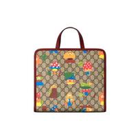 Gucci GG Canvas Mushroom Print Kids Tote Bag Beige Red Daily Shopping 605614-22BBN-8682 Shopping Bag Set(Basic Set+Shopping Bag)
