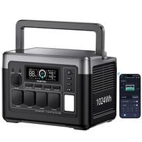 OUKITEL P1000E PLUS Nešiojama elektrinė stotelė 1024Wh LiFePO4, Saulės generatorius su 4x1800W AC išėjimais, 1400W UPS funkcija, Valdymas programėle stovyklavimui juoda