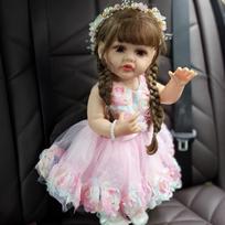 Fashion Reborn Baby Dolls 55 cm Girl Bebe Babies Doll Rooted Hairstyle Realistic Princess Full Silicone Vinyl Body Birthday Christmas Gift Toys 22 inch about 55 cm