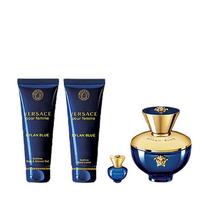 Versace Dylan Blue pour Femme EDP Gift Set - rinkinys - EDP 100 ml, kūno losjonas 100 ml, dušo želė 100 ml ir mini EDP 5 ml