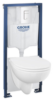 WC komplektas Grohe Solido 112956SH00: potinkinis rėmas + Bau Ceramic WC su dangčiu + mygtukas