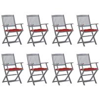 Sulankstomos lauko kėdės su pagalvėlėmis, 8vnt., akacija