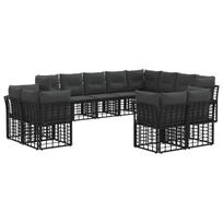 Lauko sofos komplektas su pagalve 12 pcs Juoda ir tamsiai pilka