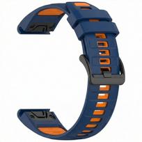 BestAccessories, dirželis G. Fenix 3, 5X, 6X, 7X, 8 (51 mm), Instinct 2X, 3, Epix 2 Pro (51 mm), 26 mm, tamsiai mėlyna ir oranžinė