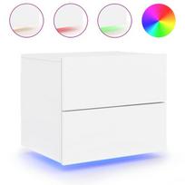 Prie sienos montuojama naktinė spintelė，Naktinis staliukas，Lovos spintelė su LED, balta