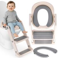 Tualeto sėdynės adapteris vaikui, laiptelis‑pakopėlė, minkšta sėdynė, atrama kojoms, balta‑pilka Sun Baby