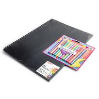 Paper Mate Flair Retro markeriai 12 vnt. su A3 formato juodu kortelių bloku