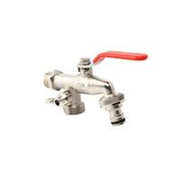 Rutulinis žalvarinis ventilis 1/2", 2 x 3/4" išorinis sriegis su greitu sujungimu