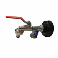 IBC žalvarinis ventilis 3/4", 2 x 1” išorinis sriegis su greitu sujungimu