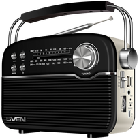 SVEN Speaker SRP-500, black (3W, Bluetooth, FM/AM/SW, USB, microSD, AUX, battery)