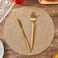 Farmhouse Style Burlap Round Jute Placemats - Rustic Dining Table Decor & Party Decoration Custom Shape and Size