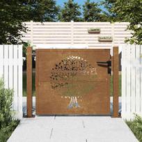 Sodo vartai 100x100 cm Corten plienas medžio raštas