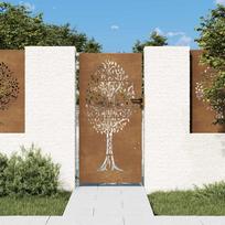 Sodo vartai 85x175 cm Corten plienas medžio raštas