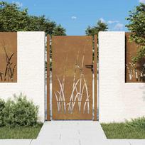 Sodo vartai 100x175 cm Corten plienas žolės raštas