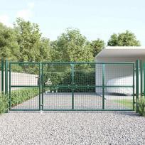 Tinkliniai sodo vartai žali 350x125 cm cinkuotas plienas
