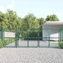 Tinkliniai sodo vartai žali 400x125 cm cinkuotas plienas