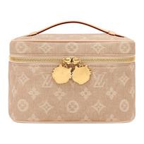 Louis Vuitton X Grace Coddington Catogram Meowgram Padengto drobės Mini kosmetinė Moteriška kosmetinė Smėlio spalvos M15170 Gift Set(Basic Set+Box+Shopping Bag)
