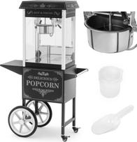 Royal Catering Profesionalus popkornų aparatas ant vežimėlio su apšvietimu RETRO 88 l 1600 W juodas