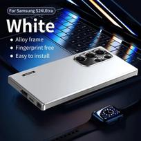 Skirta Samsung Galaxy S26 S22 S21 S25 S24 Ultra dėklas, 2-in-1 metalinis magnetinis aliuminio lydinio itin plonas apsaugantis nuo kritimo galinis dangtelis For Galaxy S25 balta