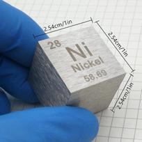 1 colio nikelio Ni kubas Periodinės elementų lentelės kubas 99,5 % gryno nikelio kubo metalo dovana Retas metalas nikelio elemento blokelio pavyzdys Light Grey