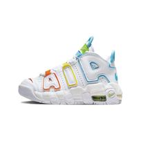 Nike Air More Uptempo PS White Rainbow Vaikiški sportbačiai Opti-Geltona Safety-Oranžinė Baltijos-Mėlyna FJ4625-100 35