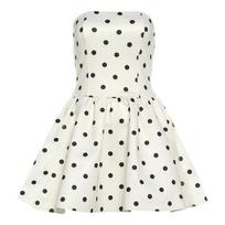 Women's Fashion Senior Sense Pointe Print Vintage Strapless Slim Sexy Dress S balta