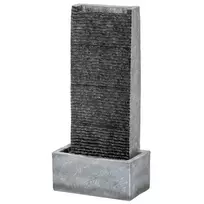 Dviejų pakopų fontanas sodui su LED apšvietimu, siurbliu, granito imitacija, 37,5 x 22 x 80 cm