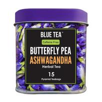 Klitorijos ir Ashwagandha arbata (15 pak., 1,65 g), Butterfly Pea Ashwagandha žolelių arbata, mėlyna arbata