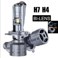 H4 9003 H7 Bi LED Hyperboloid Mini Projector Lenses Plug & Play LED Bulb Matrix Light Canbus Lens LED Headlight Car Accessories 6000K-Double lens&H7