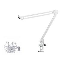 Microphone Boom Arm Desktop Mount Stand Rack Convenient Foldable Mic Holder Freely Rotation for Video Gaming Broadcast