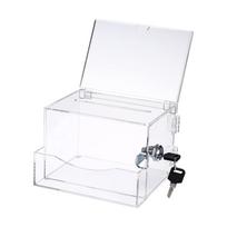 Acrylic Donation Box Business Card Holder Money Box Bar Lockable Raffle Box Voting Multifunctional Display Vote Box with 2 Keys skaidri