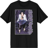 Naruto Shippuden Sasuke Uchiha Character Men's Black Graphic Tee S juoda