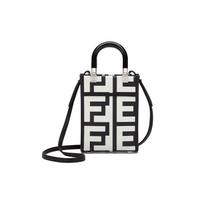 Fendi Sunshine Two-Tone Printed Leather Tote Bag Women Tote Bags White Black 8BS051-AMWK-F1C6C Box(Basic Set+Box)