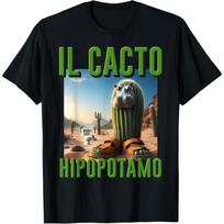 Italian Brainrot Character IL Cacto Hipopotamo Kids Boy Meme T-Shirt S juoda