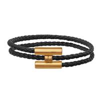Hermes Tournis Tresse Apyrankė Su Auksinėmis Sagtis Unisex Apyrankė Juoda H068406FM T5