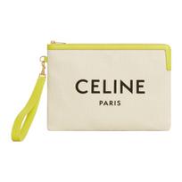 Celine Large Logo Print Detachable Wrist Strap Leather And Fabric Handbag Small Women Handbags Beige 10E632ECW-11AN Box(Basic Set+Box)
